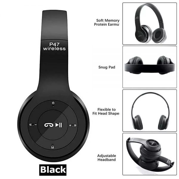 Wireless Foldable Bluetooth Over-Ear Headphones with Stereo Sound & FM Radio - Image 3