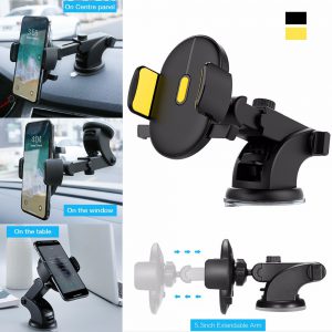 ‌Adjustable Length Car Phone Stand with Suction Cup Dashboard Mount