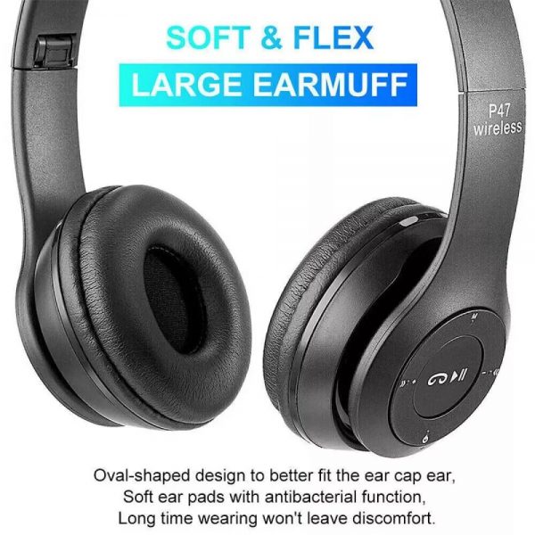 Wireless Foldable Bluetooth Over-Ear Headphones with Stereo Sound & FM Radio - Image 2