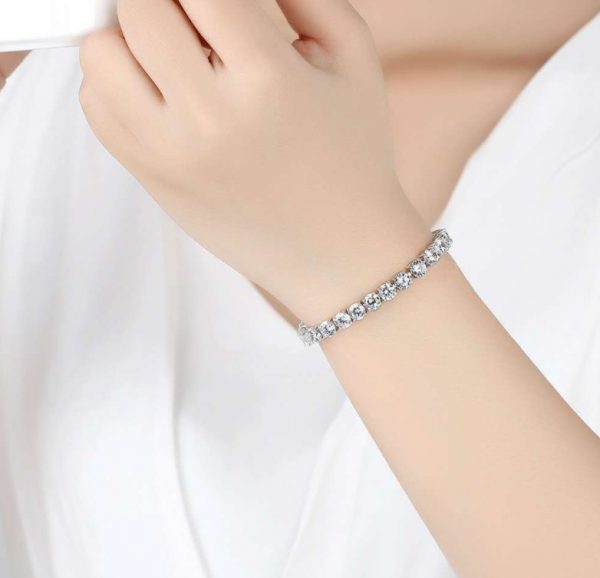 Women's Cubic Zirconia Tennis Bracelet – Elegant Bangle Jewelry Gift for Christmas & Special Occasions - Image 2