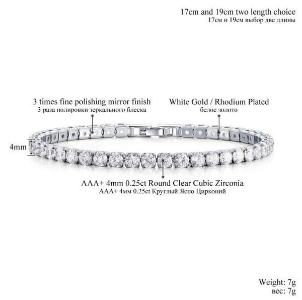 Women's Cubic Zirconia Tennis Bracelet – Elegant Bangle Jewelry Gift for Christmas & Special Occasions - Image 3