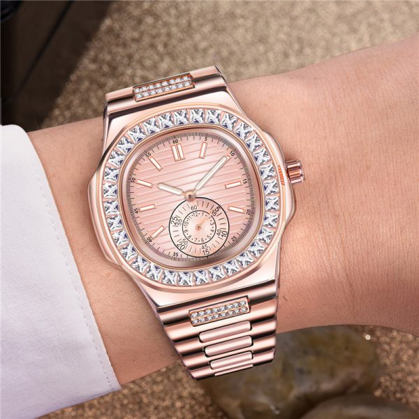 Men’s Fashion Watch with Alloy Band – Diamond Accent Timepiece, Ideal Gift Choice - Image 4