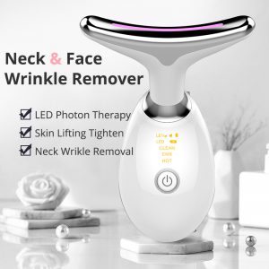 EMS Heated Neck Firming Massager with Microcurrent for Wrinkle Reduction and Skin Tightening