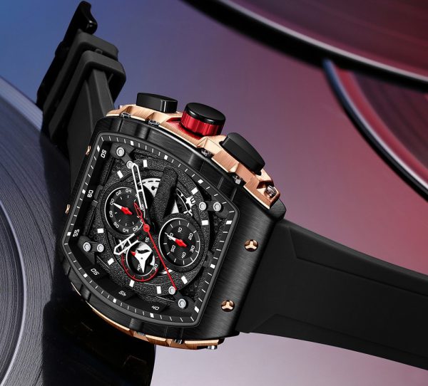 Men's Hollow Dial Watch with Curved Mirror and Gradient Design – Stylish Skeleton Timepiece - Image 4