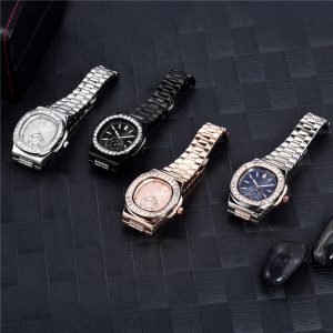 Men’s Fashion Watch with Alloy Band – Diamond Accent Timepiece, Ideal Gift Choice