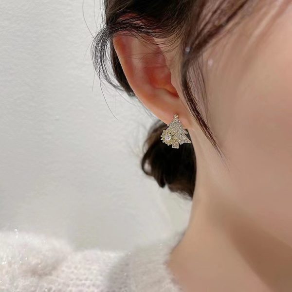 Rotating Christmas Tree Earrings – Sparkling Rhinestone Snowflake Studs for Winter Holidays, New Year & Xmas Gifts - Image 7