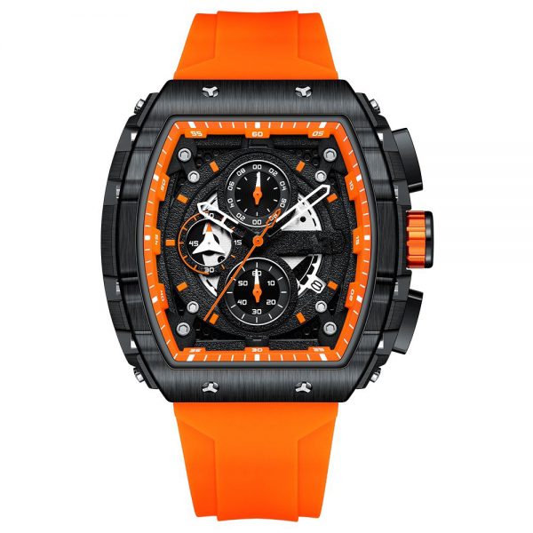 Men's Hollow Dial Watch with Curved Mirror and Gradient Design – Stylish Skeleton Timepiece - Image 8