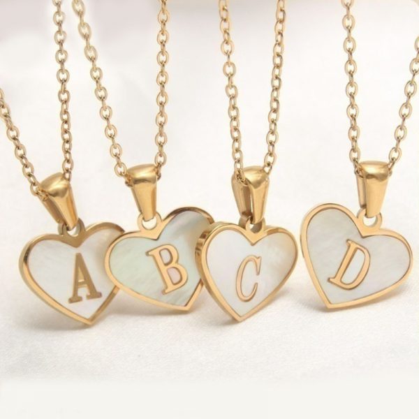 26 Letter Heart-shaped Necklace White Shell Love Clavicle Chain Fashion Personalized Necklace For Women Jewelry Valentine's Day - Image 4