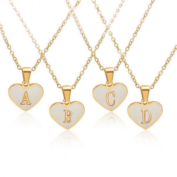 26 Letter Heart-shaped Necklace White Shell Love Clavicle Chain Fashion Personalized Necklace For Women Jewelry Valentine's Day - Image 6