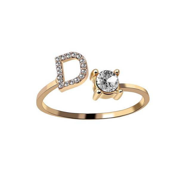 New Design Adjustable 26 Initial Letter Ring Fashion Jewelry For Women Simple Elegant Jewelry - Image 6
