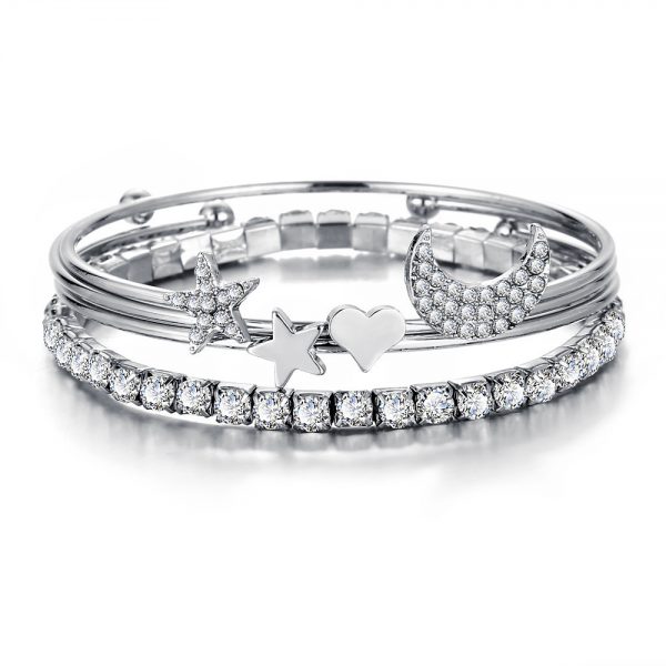 Women Moon Stars Cuff Bracelets Bangles Simple Gifts - Image 5