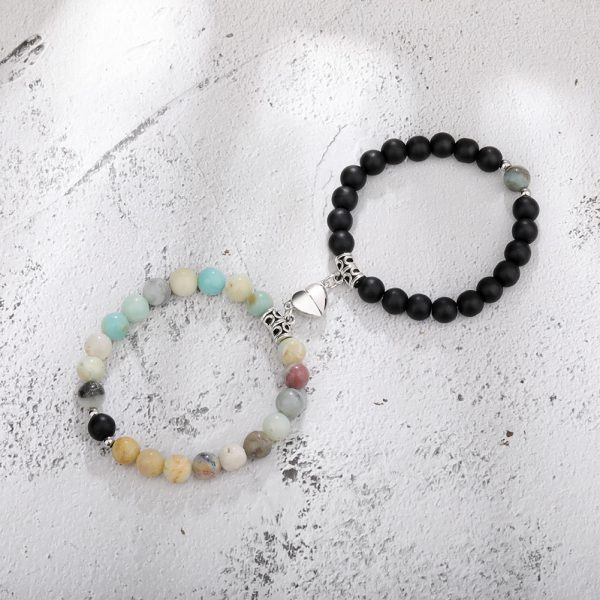 One Pair Magnetic Couple Bracelet For Women Lover Heart Distance Paired Pendant Natural Stone Bracelets Valentine's Day Gifts Men Jewelry - Image 3