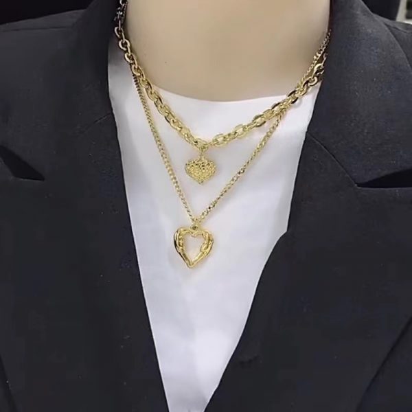 Titanium Steel Angel Wings Love Necklace Irregular Folds 2 Heart Love Necklace For Women Charm Party Accessories High-quality Fashion Jewelry Pendant Gifts - Image 10