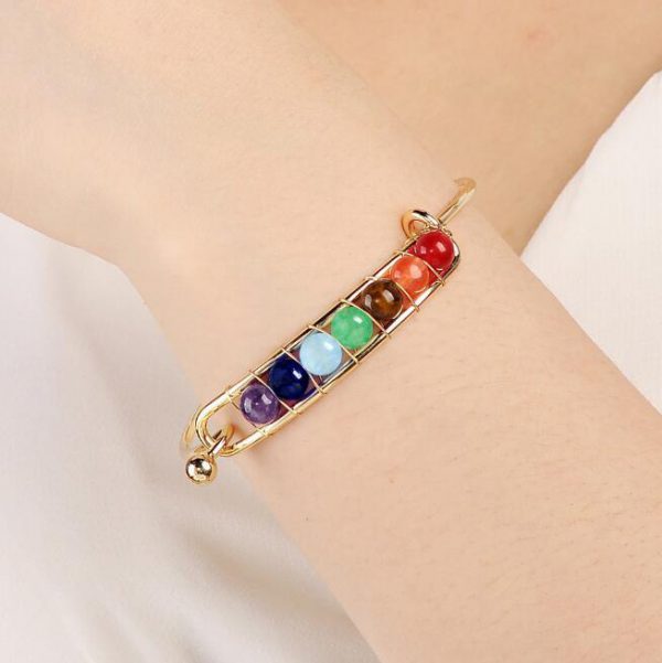 Boho charm silver bracelets natural stones beads bracelet 7 chakra healing balance bracelets bracelets jewelry gifts for women - Image 2