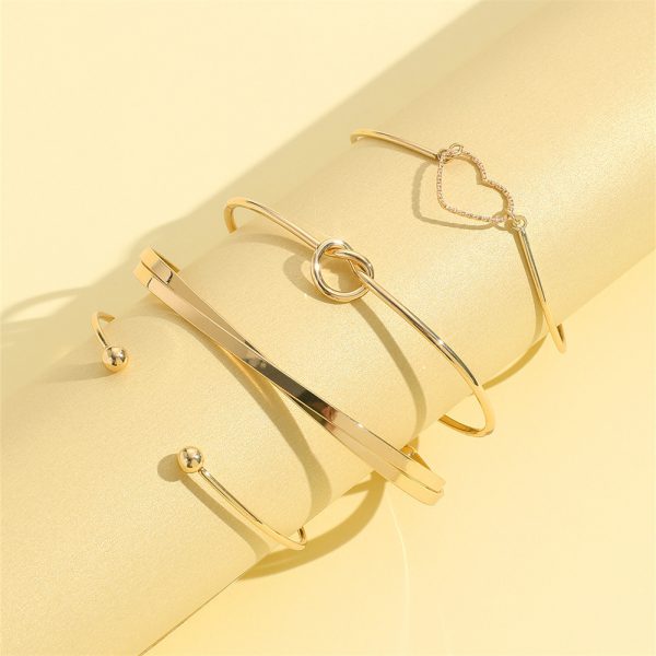 Vintage Gold Crystal Heart Letter Love Bangle Bracelet For Women Fashion Multi-layer Geometric Charm Bracelets Jewelry Gifts - Image 8