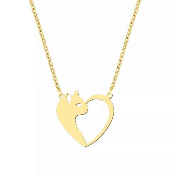 Women's Fashion Jewelry Stainless Steel Necklaces Heart Cat Hollow Pendant Choker Clavicle Chain Charm Fashion Necklaces For Women Jewelry Girls Gifts - Image 10