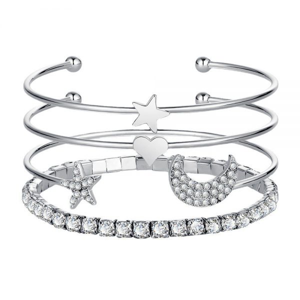 Women Moon Stars Cuff Bracelets Bangles Simple Gifts - Image 2