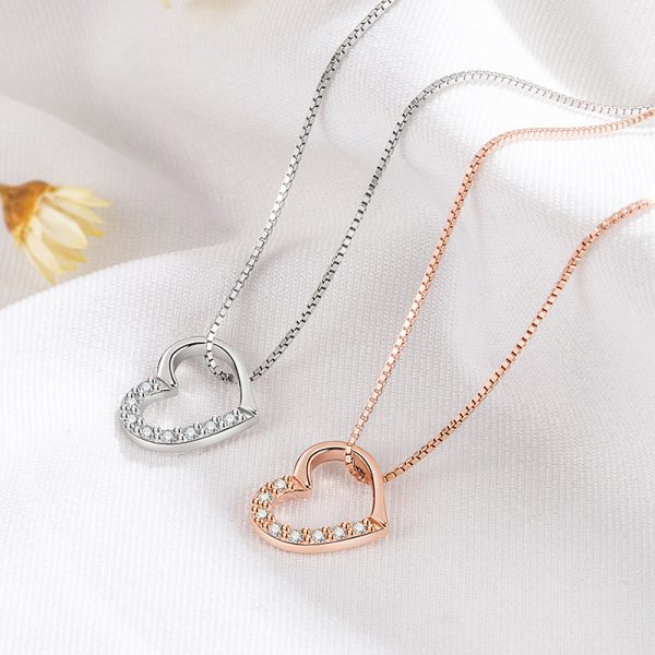 S925 Sterling Silver Love Heart Pendant Necklace For Women Fashion Jewelry Ladies Gold Color Clavicle Chain High Quality Jewelry Gifts - Image 3