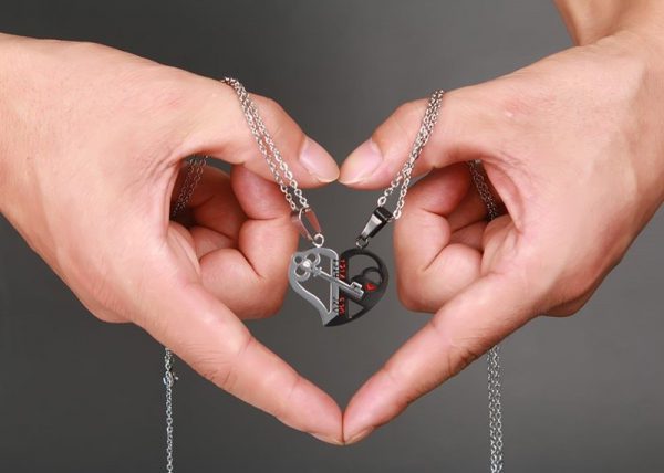 Pendant Love Necklace Set Lover Valentine Gifts Stainless Steel Chain Necklace - Image 3