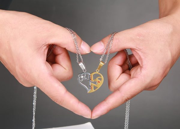 Pendant Love Necklace Set Lover Valentine Gifts Stainless Steel Chain Necklace - Image 4