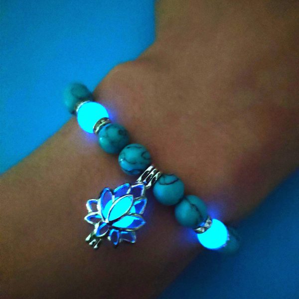 Energy Luminous Lotus Natural Stone Bracelet Yoga Healing Luminous Glow In The Dark Charm Beads Bracelet For Men Women Prayer Buddhism - Image 4