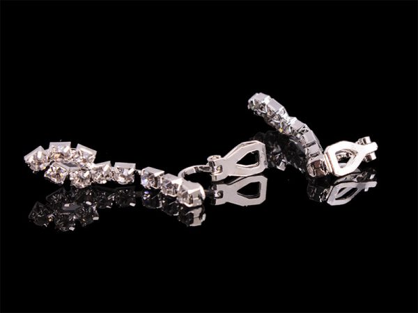 4 Pieces Rhinestones Necklace Set With Earrings Ring And Bracelet Fashion Jewelry For Women - Image 2
