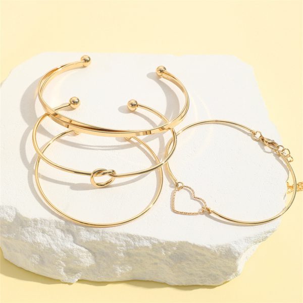 Vintage Gold Crystal Heart Letter Love Bangle Bracelet For Women Fashion Multi-layer Geometric Charm Bracelets Jewelry Gifts - Image 5