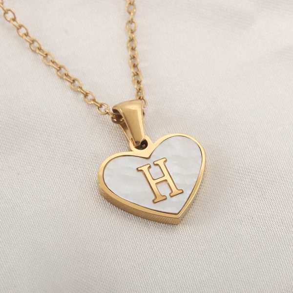 26 Letter Heart-shaped Necklace White Shell Love Clavicle Chain Fashion Personalized Necklace For Women Jewelry Valentine's Day - Image 9
