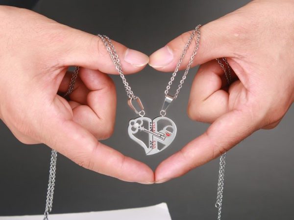 Pendant Love Necklace Set Lover Valentine Gifts Stainless Steel Chain Necklace - Image 2