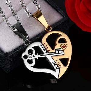 Pendant Love Necklace Set Lover Valentine Gifts Stainless Steel Chain Necklace