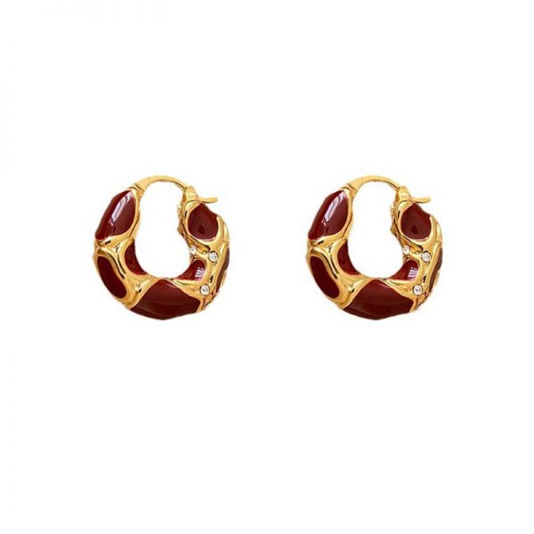 Fashion Jewelry New Trendy Enamel Color Metal Texture Small Hoop Earrings For Women Gold Plated Statement Ear Buckle Creative Jewelry Gifts - Image 9