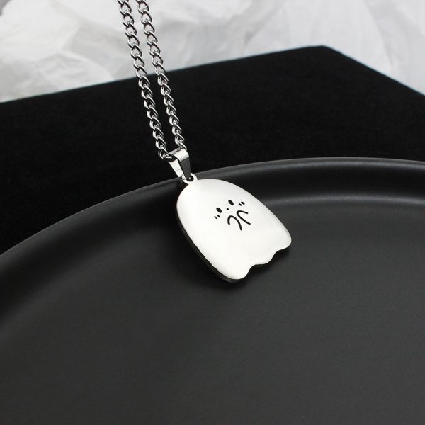 Stainless Steel Cute Ghost Couple Necklace Kawaii Animal Cat Pendant Necklace Lovers Friendship Jewelry Gifts - Image 3