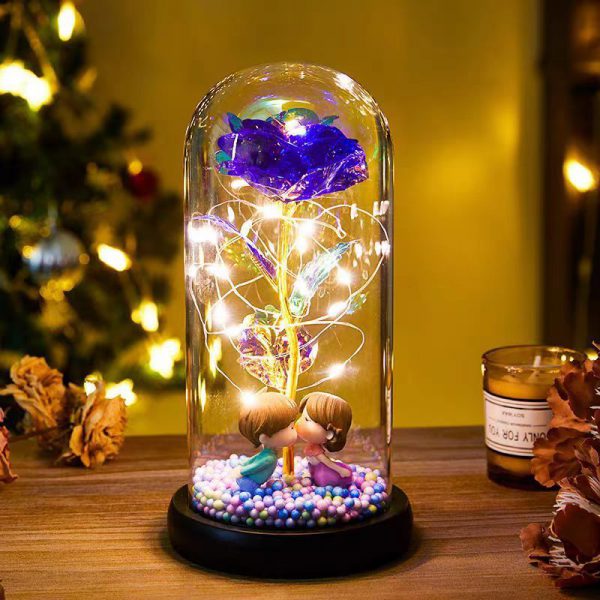 Eternal Rose LED Light Foil Flower In Glass Cover Night Lights Valentines Day Gifts Lamp Decor For For Home Bedroom Wedding Gift Valentine's Day Gifts - Image 4