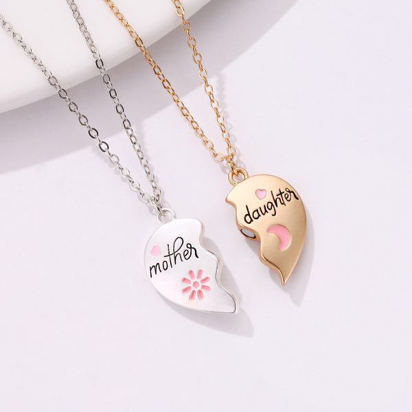 2PCS Set Jewelry Mother Daughter Necklace Matching Heart Magnetic Pendant Fashion Gifts For Mother's Day - Image 3