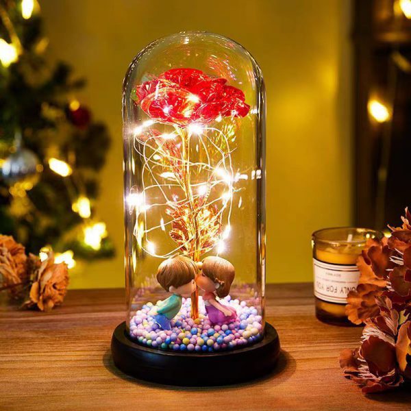Eternal Rose LED Light Foil Flower In Glass Cover Night Lights Valentines Day Gifts Lamp Decor For For Home Bedroom Wedding Gift Valentine's Day Gifts - Image 8