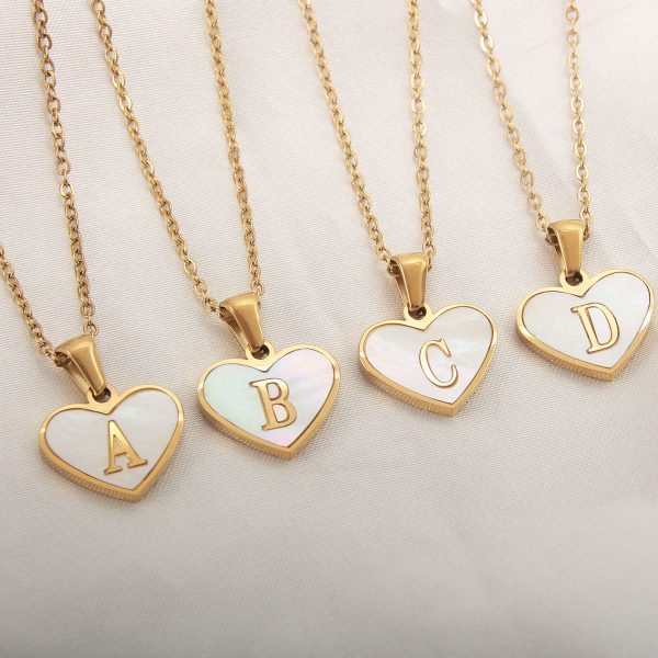 26 Letter Heart-shaped Necklace White Shell Love Clavicle Chain Fashion Personalized Necklace For Women Jewelry Valentine's Day - Image 5