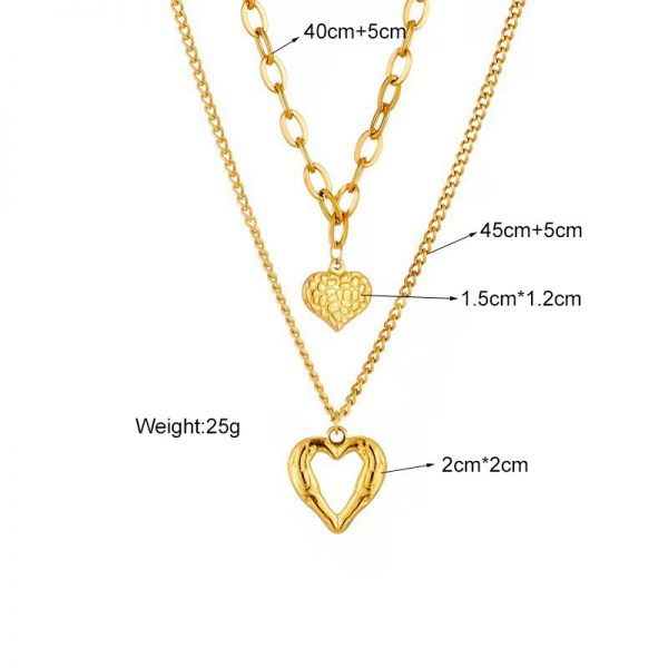 Titanium Steel Angel Wings Love Necklace Irregular Folds 2 Heart Love Necklace For Women Charm Party Accessories High-quality Fashion Jewelry Pendant Gifts - Image 8