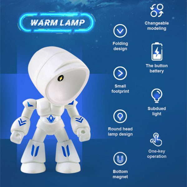 Cute LED Hero Table Lamp Mini Portable Cool Mecha Cute Robot Night Light Bedroom Home Decoration Kids Boys Gifts - Image 10