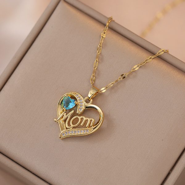 Mother's Day Jewelry High Grade Zircon Heart Flower Pendant Necklace Stainless Steel Trendy Geometric Choker Jewelry Party Gifts For Women Girls - Image 3