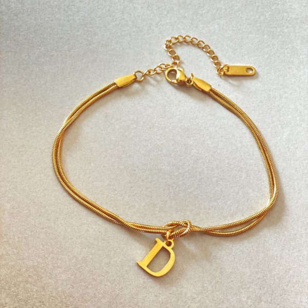 New Letter A-Z Love Knot Bracelets For Women Couple Gold Color Dainty Snake Chain Charm Bracelet Stainless Steel Jewelry Gift Valentine's Day Gifts - Image 9