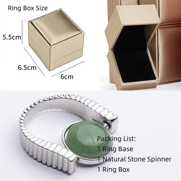 Original Fidget Spinner Rings Natural Stone Rings Replaceable Spinners For Anxiety And Stress Relief Jewelry Gifts - Image 5