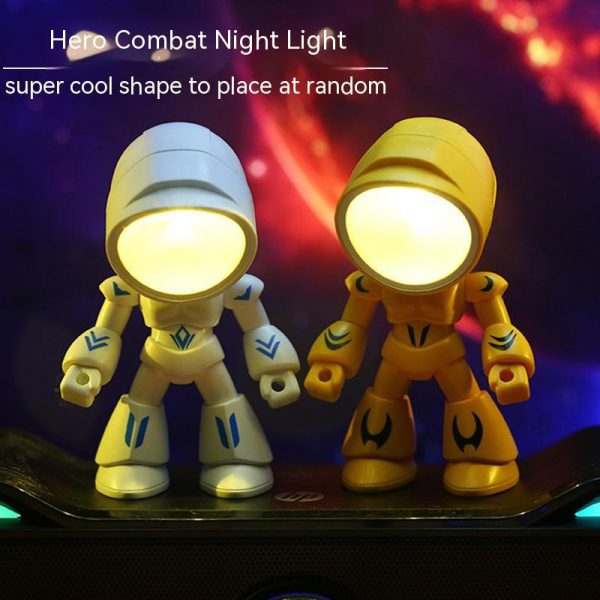 Cute LED Hero Table Lamp Mini Portable Cool Mecha Cute Robot Night Light Bedroom Home Decoration Kids Boys Gifts - Image 3