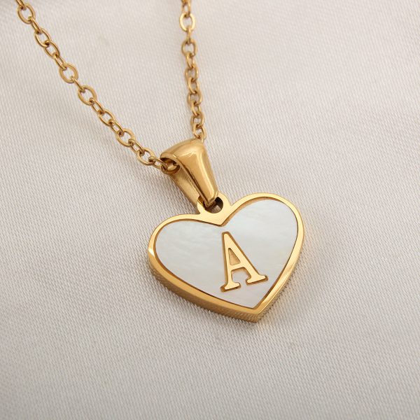 26 Letter Heart-shaped Necklace White Shell Love Clavicle Chain Fashion Personalized Necklace For Women Jewelry Valentine's Day - Image 10