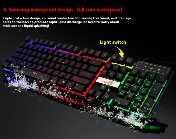 Industry gaming keyboard glowing usb cable gaming keyboard - Image 3