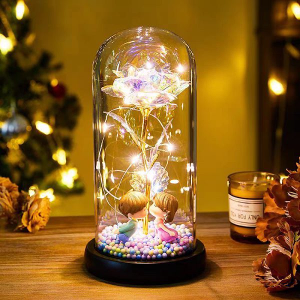 Eternal Rose LED Light Foil Flower In Glass Cover Night Lights Valentines Day Gifts Lamp Decor For For Home Bedroom Wedding Gift Valentine's Day Gifts - Image 5