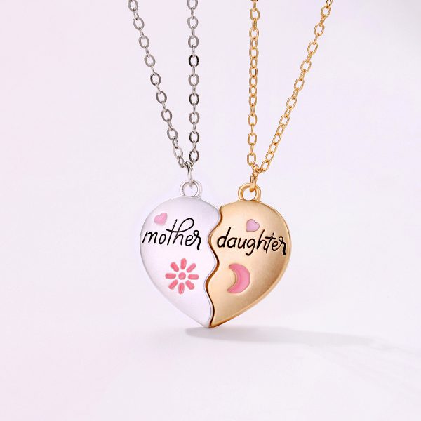 2PCS Set Jewelry Mother Daughter Necklace Matching Heart Magnetic Pendant Fashion Gifts For Mother's Day - Image 2
