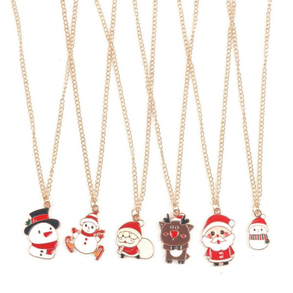 Christmas Necklace Cute Cartoon Santa Claus Snowman Elk Pendant Necklace Xmas New Year Festival Ear Jewelry Gifts - Image 2
