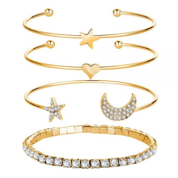 Women Moon Stars Cuff Bracelets Bangles Simple Gifts - Image 4