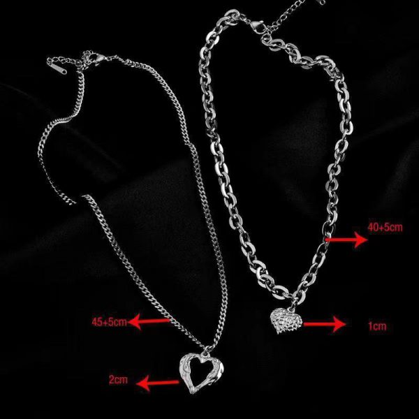 Titanium Steel Angel Wings Love Necklace Irregular Folds 2 Heart Love Necklace For Women Charm Party Accessories High-quality Fashion Jewelry Pendant Gifts - Image 6