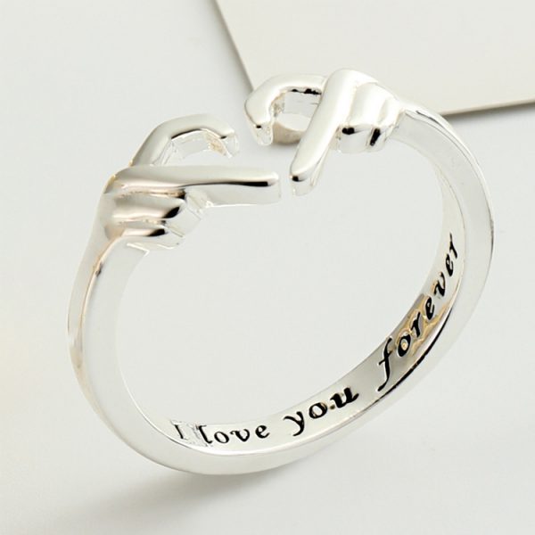 Romantic Heart Hand Hug Fashion Ring For Women Couple Jewelry Silver Color Punk Gesture Wedding Men Finger Accessories Gifts - Image 9